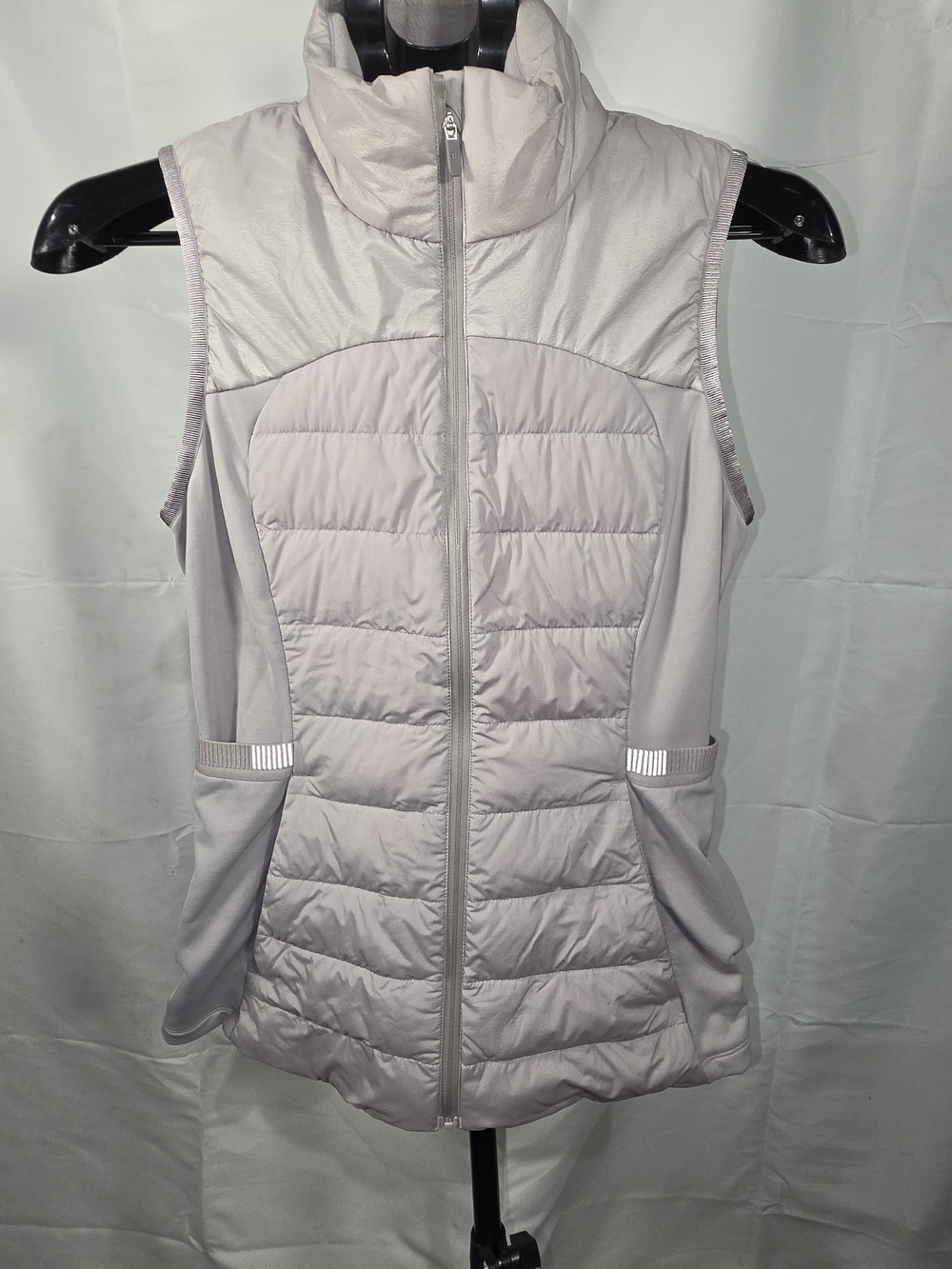 lululemon Down For It All Dark Chrome Grey/lavendar Quilted Sleeveless Vest